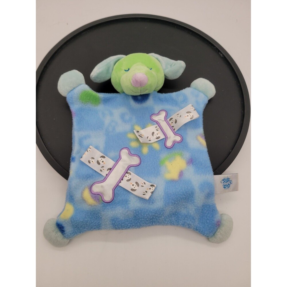 Mary Meyer Baby Taggies Blue Green Fleece Puppy Dog Security Blanket Lovey